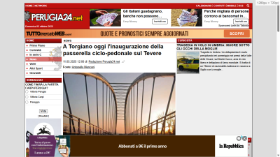 A Torgiano oggi l'inaugurazione della passerella ciclopedonale sul Tevere