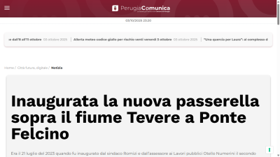 Inaugurata la nuova passerella sopra il fiume Tevere a Ponte Felcino