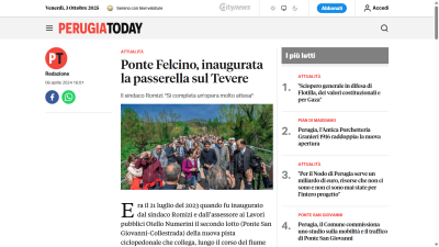 Ponte Felcino, inaugurata la passerella sul Tevere
