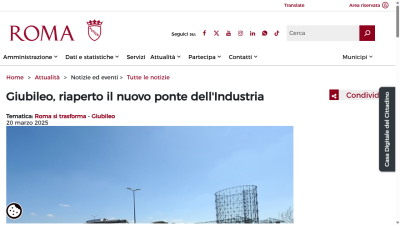 Giubileo, riaperto il nuovo ponte dell'Industria