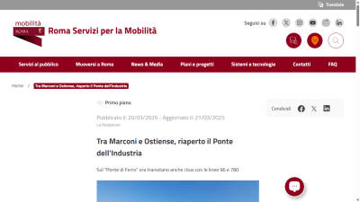 Tra Marconi e Ostiense, riaperto il Ponte dell'Industria