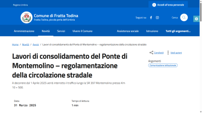 Lavori di consolidamento del Ponte di Montemolino