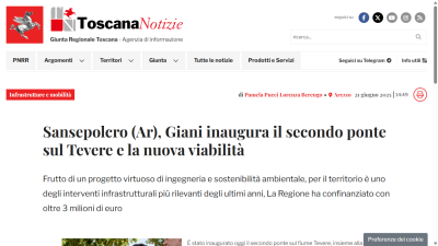 Sansepolcro (AR), Giani inaugura il secondo ponte sul Tevere