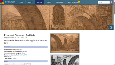 Piranesi Giovanni Battista - Veduta del Ponte Fabrizio oggi detto quattro Capi